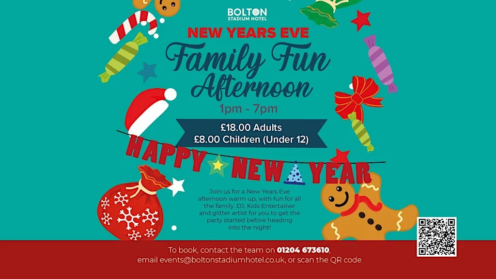 New Years Eve Family Fun Afternoon with DJ & Kids Entertainer at Bolton Stadium Hotel