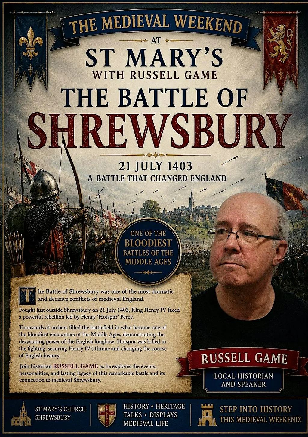 The Battle of Shrewsbury at Church of St Mary the Virgin, Dogpole, Shrewsbury