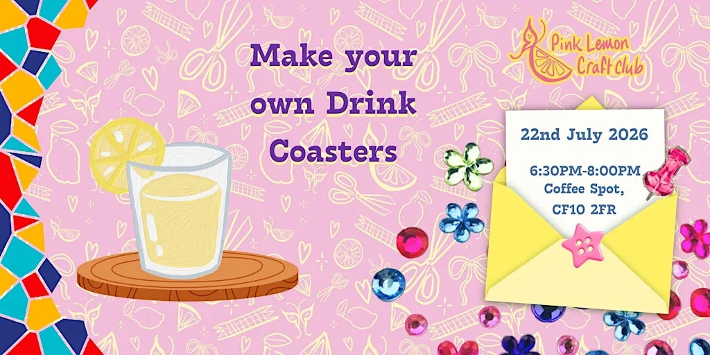 Mosaic Coaster Making with Pink Lemon craft club at Coffee Spot