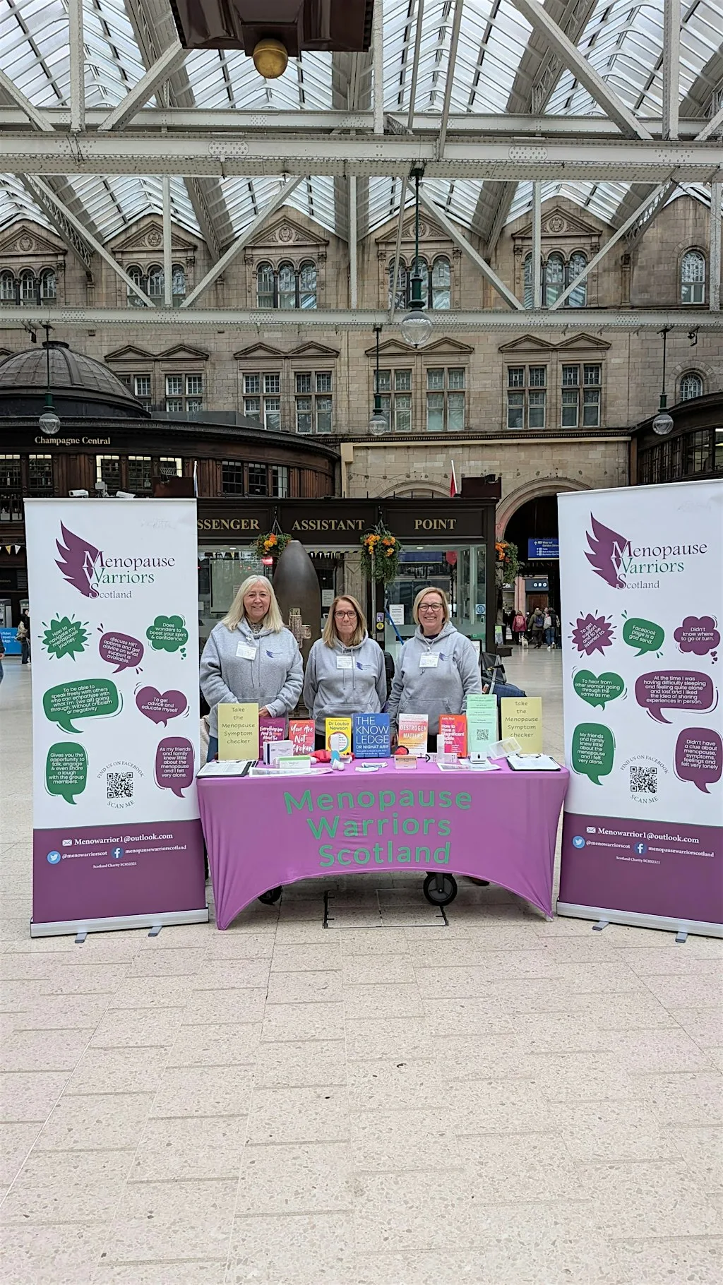 Pop up event with Menopause Warriors Scotland Charity at Central Station