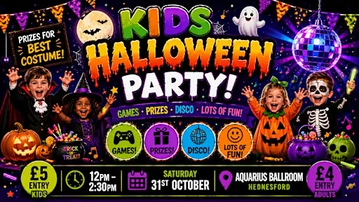 Kids Halloween day party at the Aquarius at The Aquarius Hednesford
