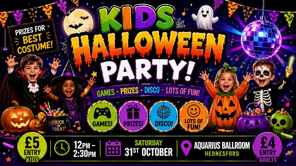 Kids Halloween day party at the Aquarius at The Aquarius Hednesford