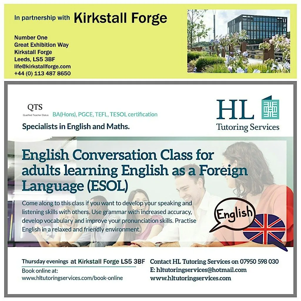 Kirkstall Forge English Conversation Group Class for Adults ( E.S.O.L) at Butler's