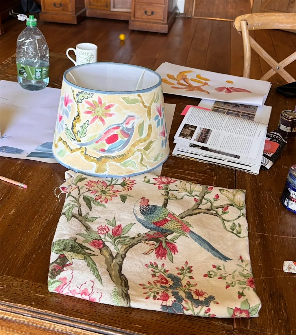 Jane McCall, Furniture or Lamp Shade Painting at The Hay Barn Hampshire, Alton, Hampshire