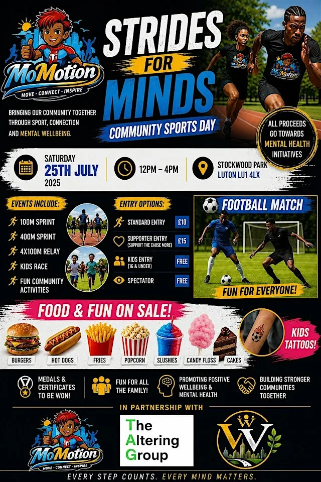 MoMotion presents: Strides for minds - Community Sports Day at Stockwood Athletics Centre & Performance Gym