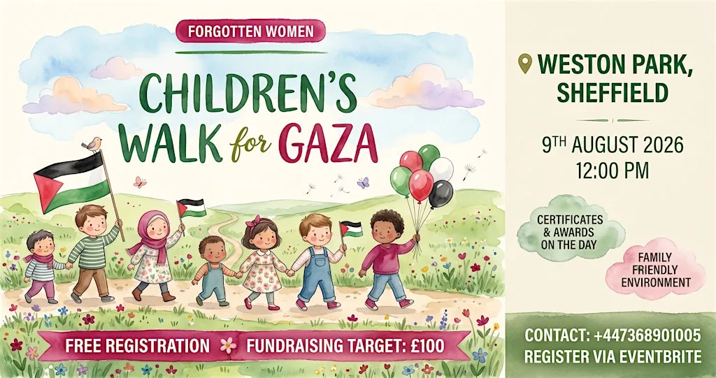 Children’s Walk for Gaza in Sheffield Weston Park at Weston Park