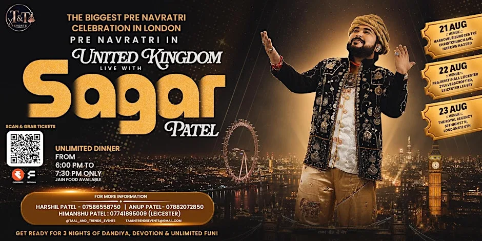 SAGAR PATEL- PRE NAVARATRI 2026 in LEICESTER at Prajapati Hall Leicester