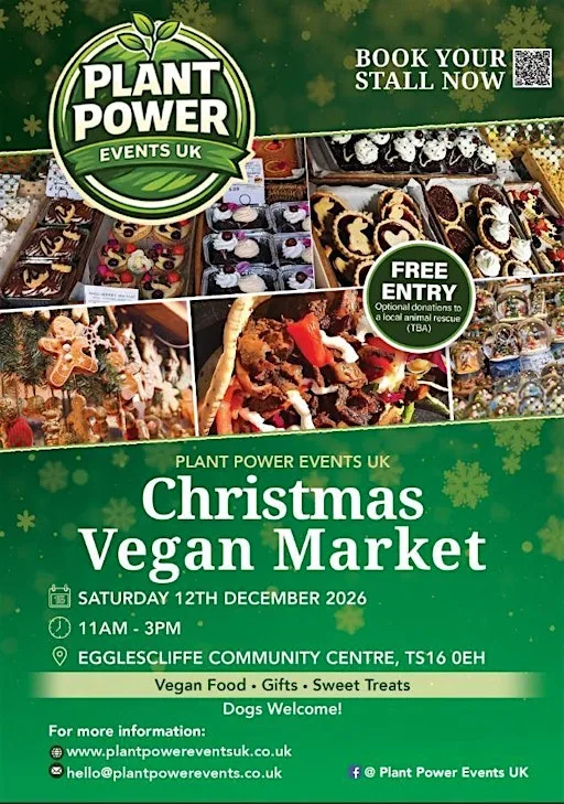 Plant Power Events UK: Christmas Vegan Market – Egglescliffe- FREE at Egglescliffe Community Centre