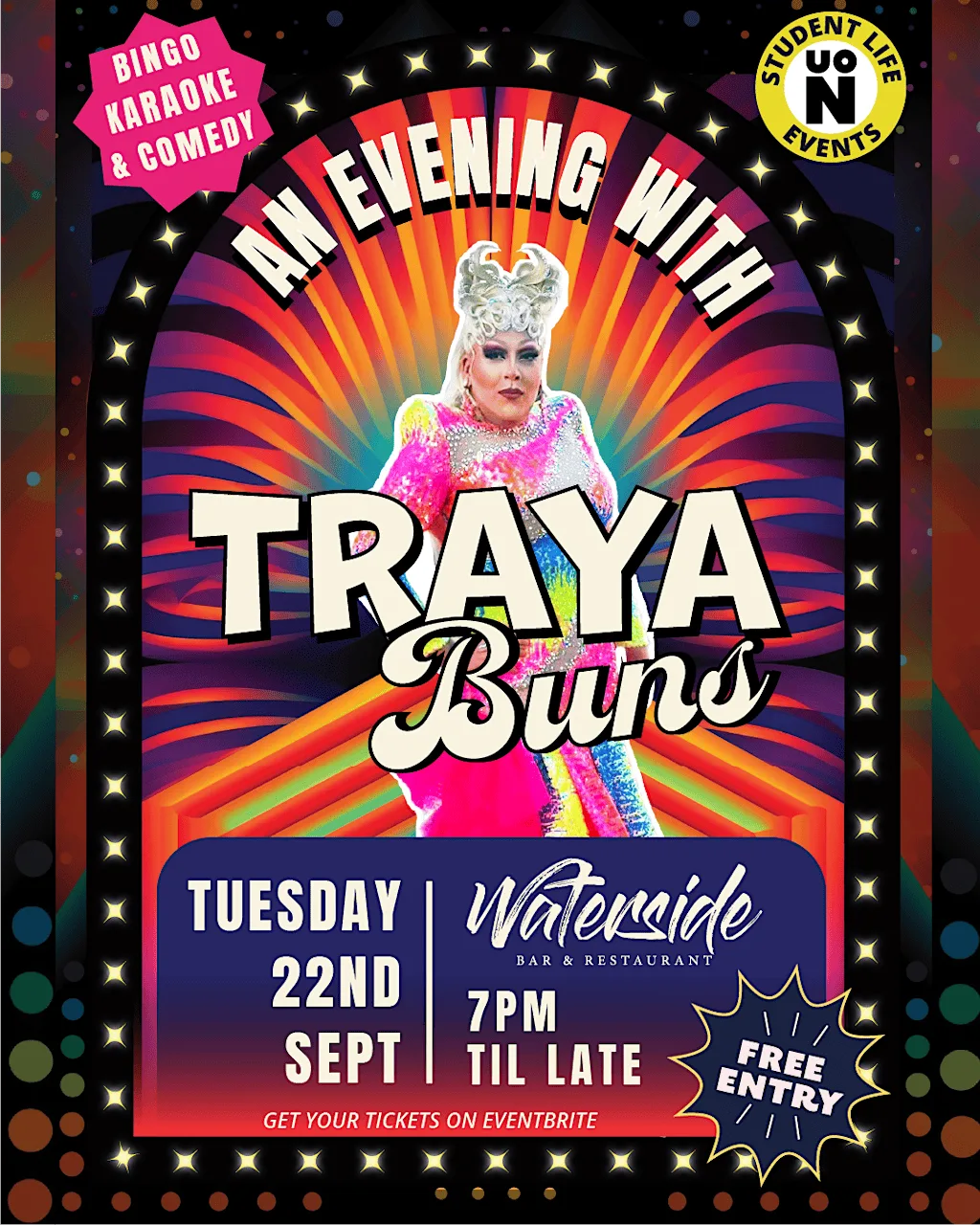 Welcome Week - An Evening with Traya Buns at Waterside Bar and Restaurant