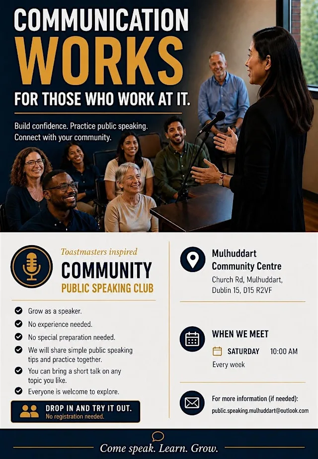Public Speaking Club | West Dublin at Mulhuddart Community Centre