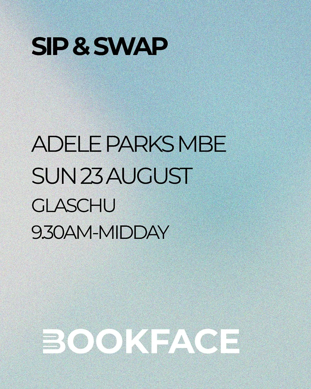 Bookface Sip & Swap with Adele Parks at Glaschu at Glaschu Restaurant & Bar