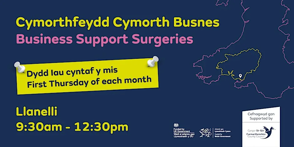 Cymorthfeydd Ymgysylltu â Busnesau | Business Engagement Surgery at Llyfrgell Llanelli Library