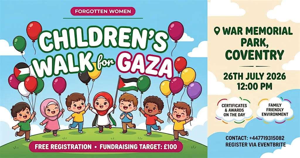 Children’s Walk for Gaza in Coventry War Memorial Park at War Memorial Park