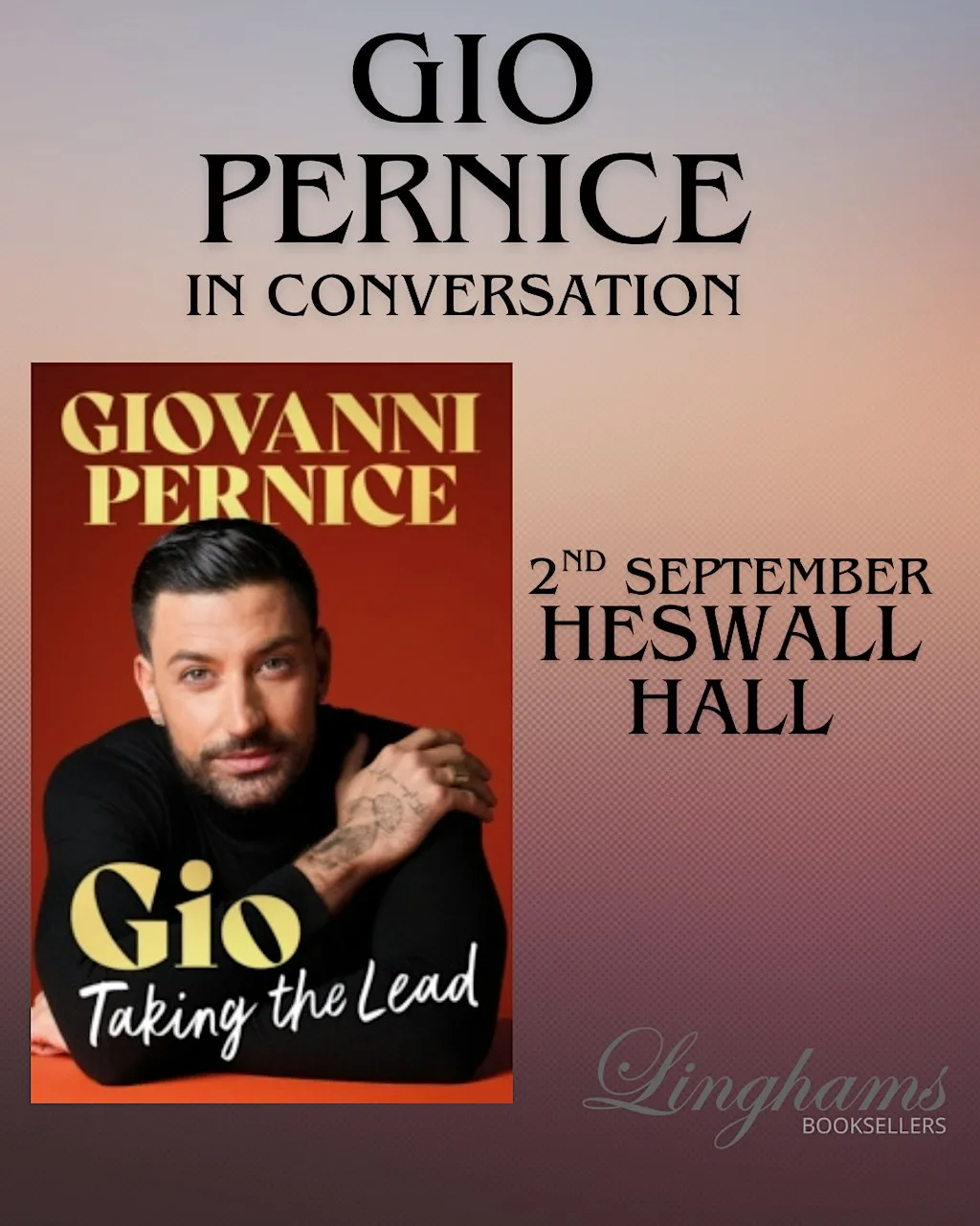 Gio Pernice in conversation at Heswall Hall 2nd September at Heswall Hall