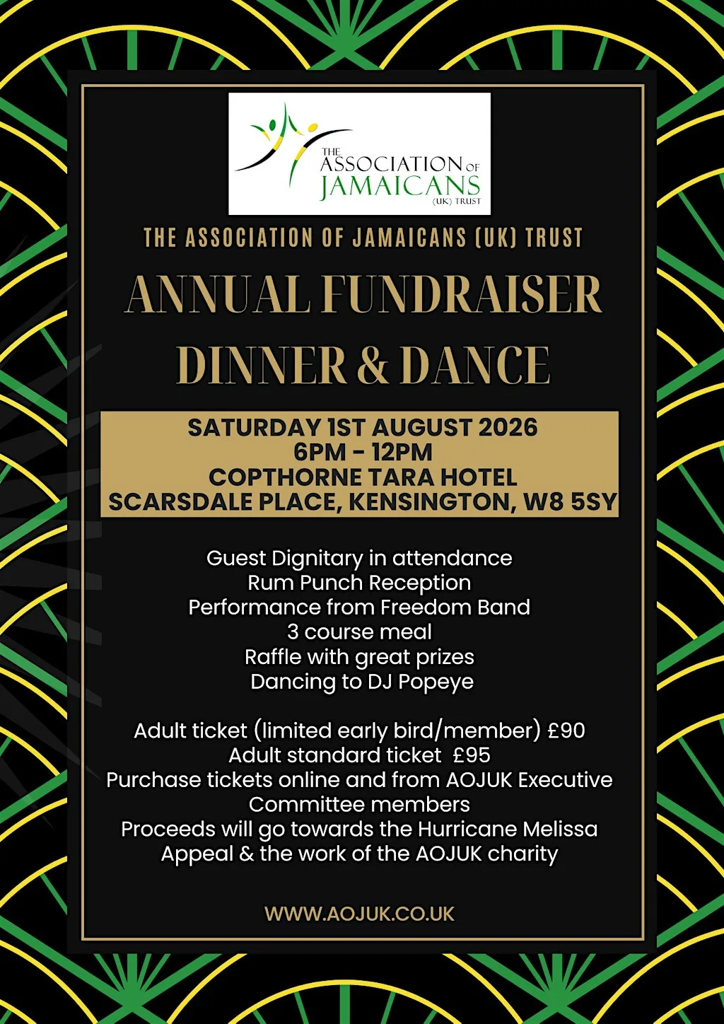 Association of Jamaicans (UK) Trust Annual Dinner & Dance Fundraiser at Copthorne Tara Hotel London Kensington