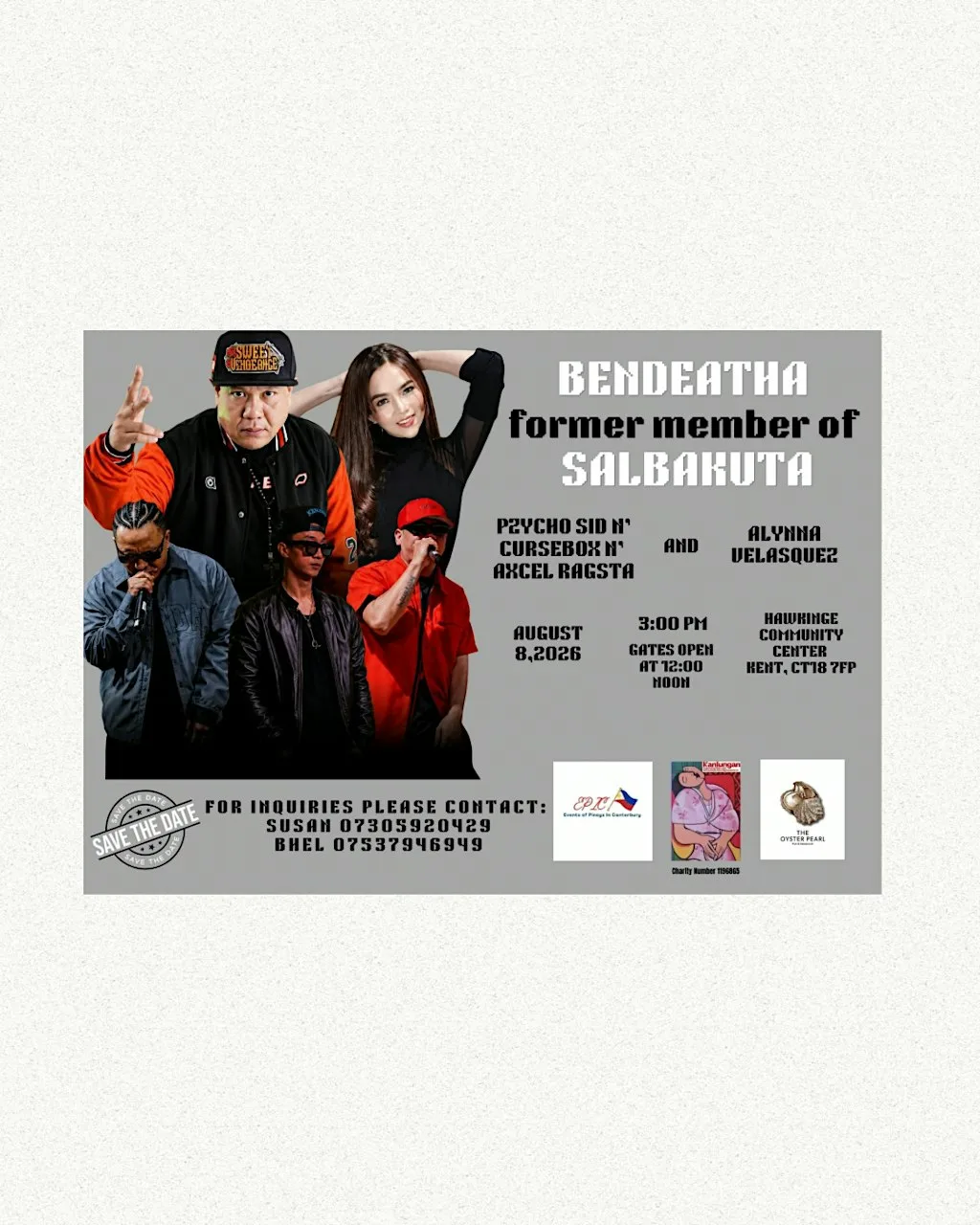 Pinoy Music presents: BENDEATHA (Formerly Salbakuta) at Hawkinge Community Centre