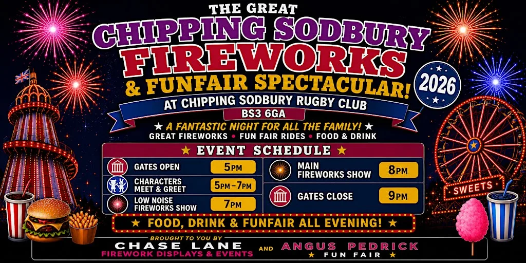 The Great Chipping Sodbury Fireworks & Funfair Spectacular 2026 at Chipping Sodbury Town Football Club