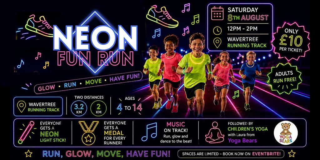 OUR FIRST JUNIOR NEON FUN RUN IS HERE! at Wavertree Athletics Centre