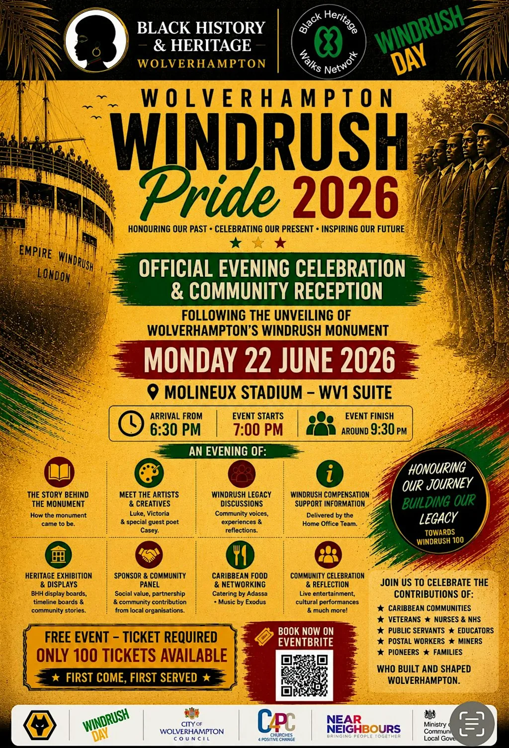 WOLVERHAMPTON WINDRUSH PRIDE 2026 - Official Evening Celebration