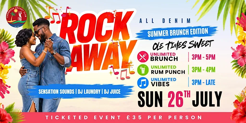 ALL DENIM - ROCK AWAY - UNLIMITED CARIBBEAN BRUNCH 3- 10PM at Caribbean Cricket Club