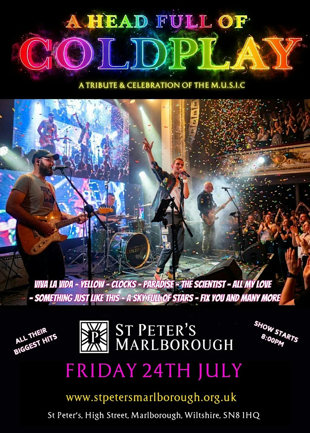 A Head Full Of Coldplay - Tribute Band at St Peter's at St Peters Marlborough, Charitable Trust