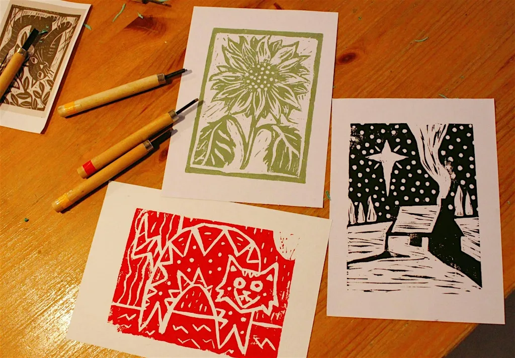 Linocut printmaking workshop at Northern Monk Refectory MCR