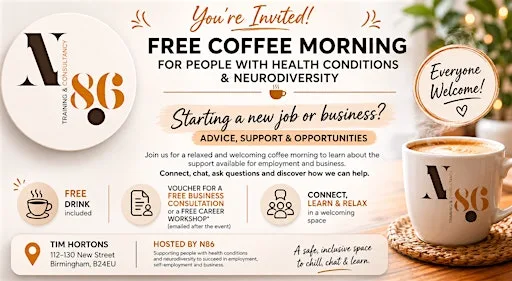 Free Neurodiversity & Health Conditions Coffee Morning at Sorrento Lounge