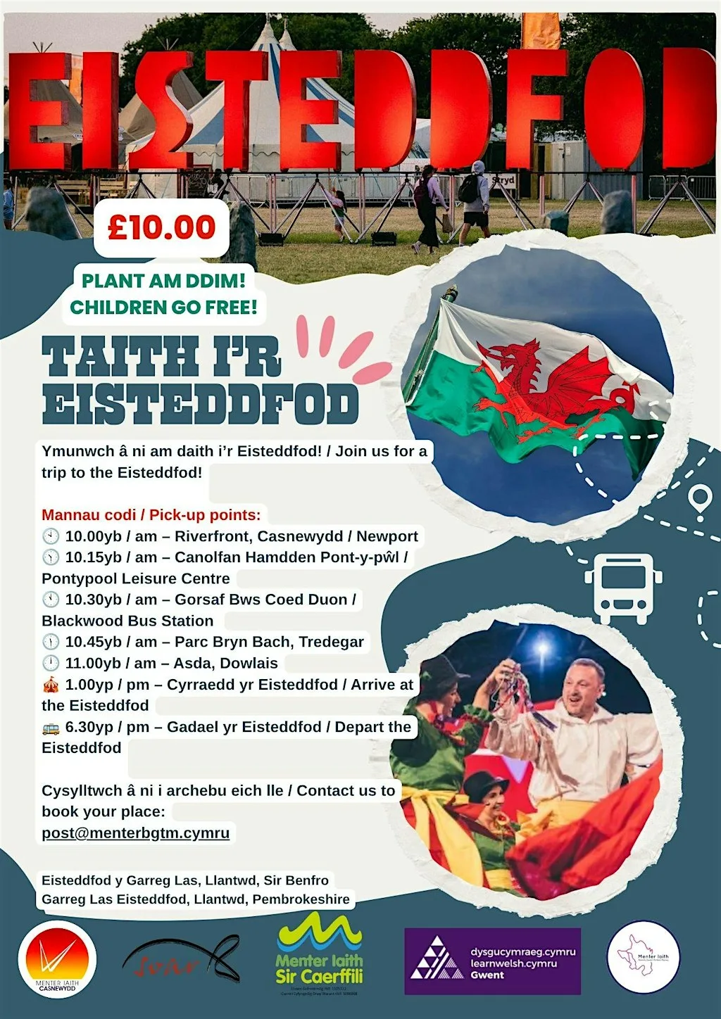 Bws Eisteddfod y Garreg las at Pontypool Leisure Centre