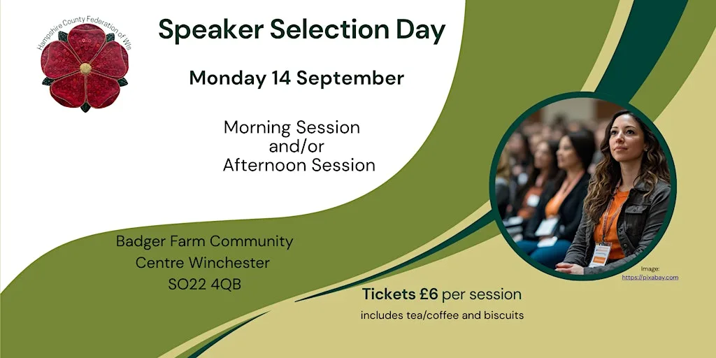 HCFWI Speaker Selection Day -14 September at Badger Farm Community Centre