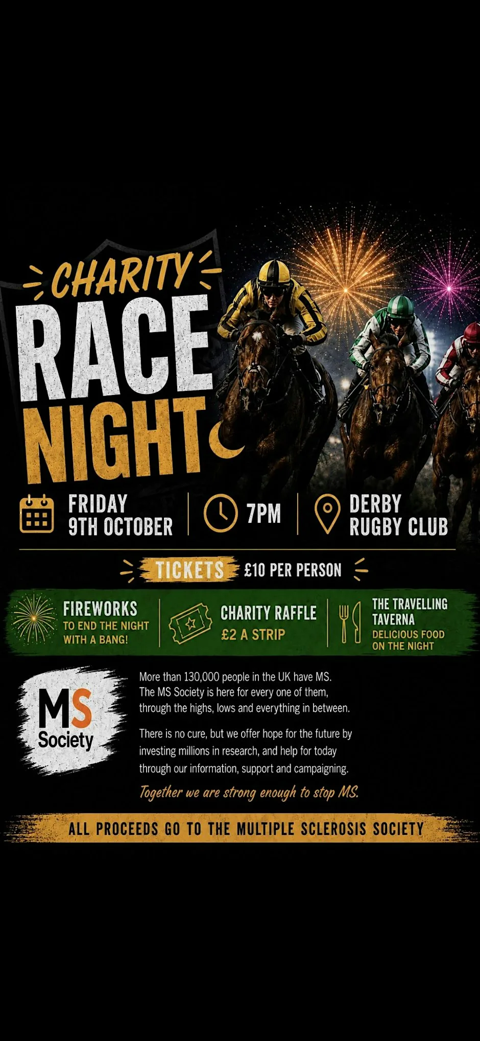 Charity Race Night ✨️ raising money for MS at Derby Rugby Football Club