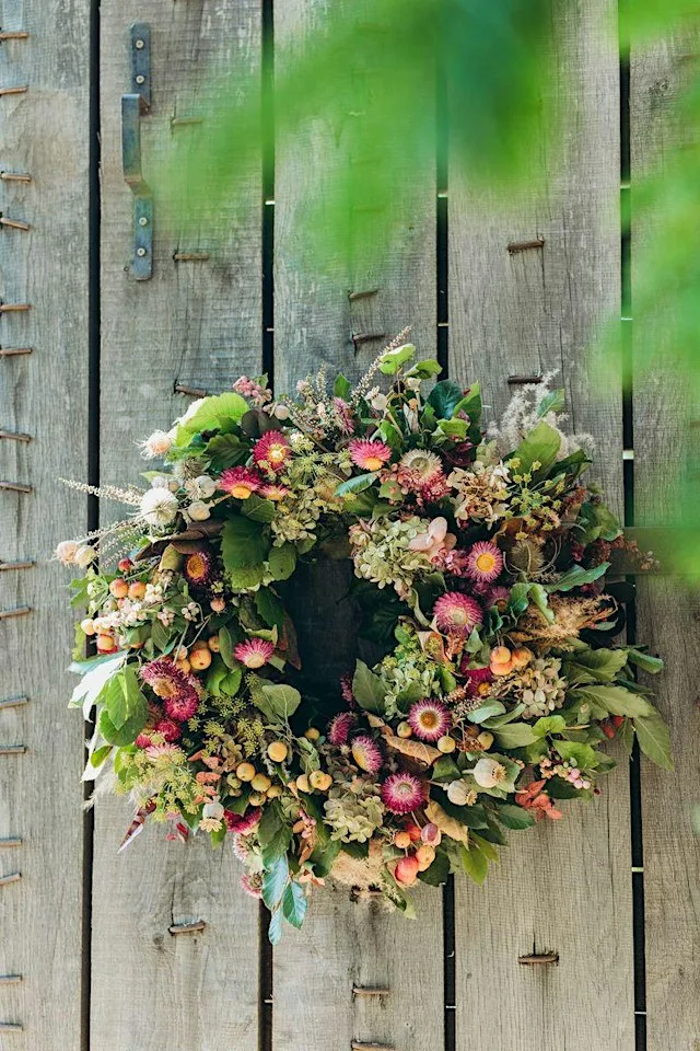 October Everlasting Dried Flower Wreath at Petersham Nurseries