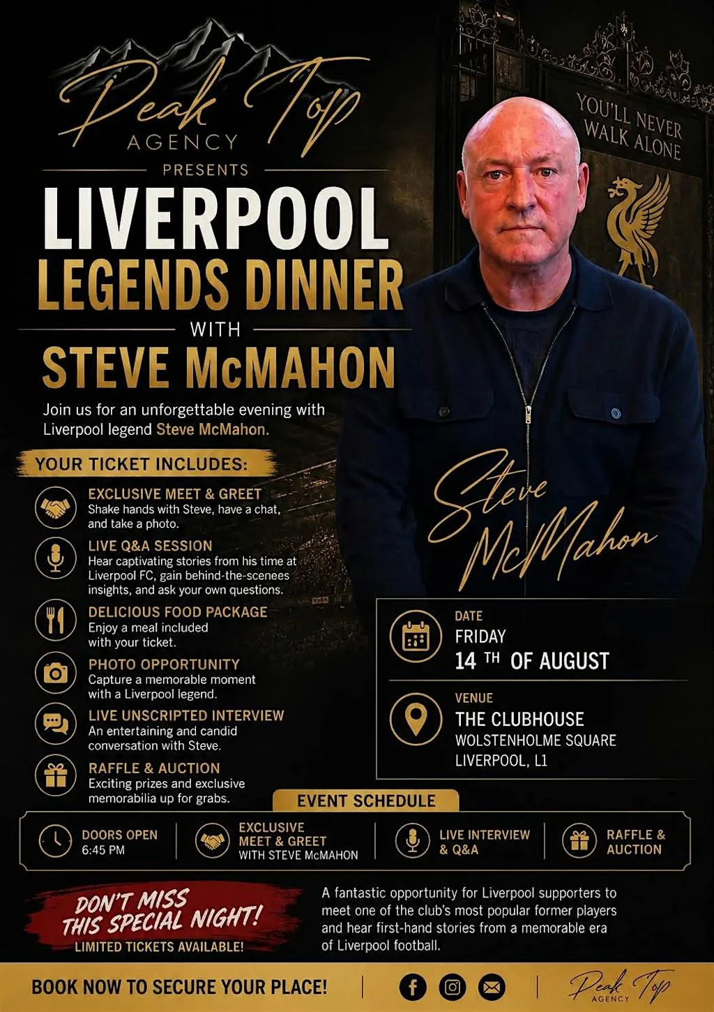 Liverpool Legends Dinner with Steve McMahon at The Clubhouse