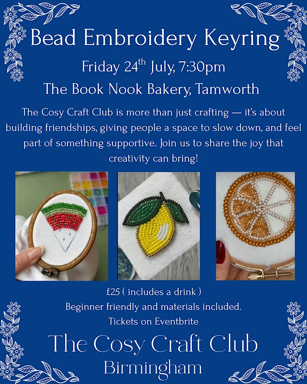 Cosy Craft Club - Bead Embroidery at The Book Nook Bakery & Coffee Shop