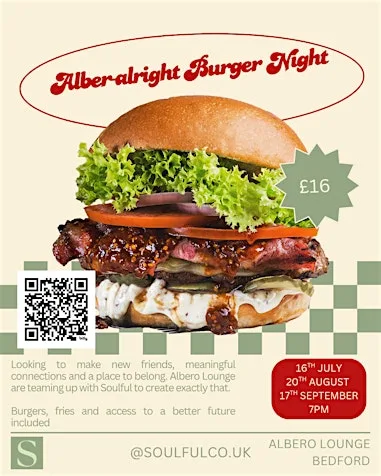 Alber-Alright Burger Night|Community Dinner|7pm