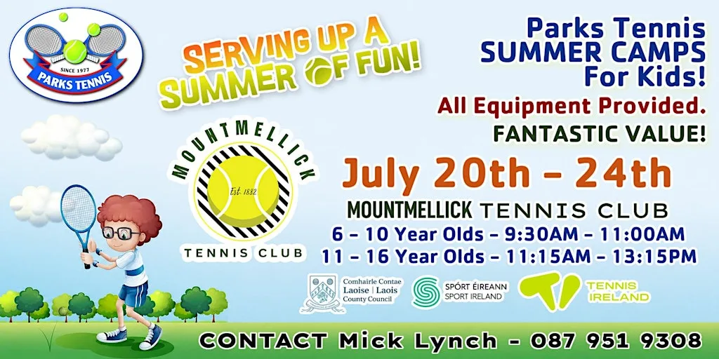 Mountmellick Tennis Club - Parks Tennis Summer Camp at Mountmellick Tennis Club, R32 HK76
