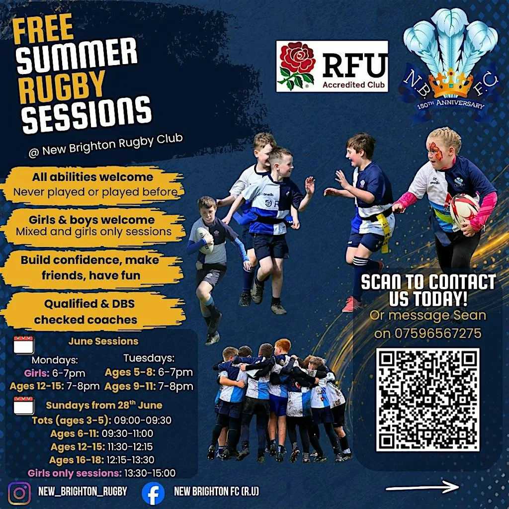 FREE Summer Rugby sessions @ New Brighton Rugby Club at New Brighton Football Club Rugby Union