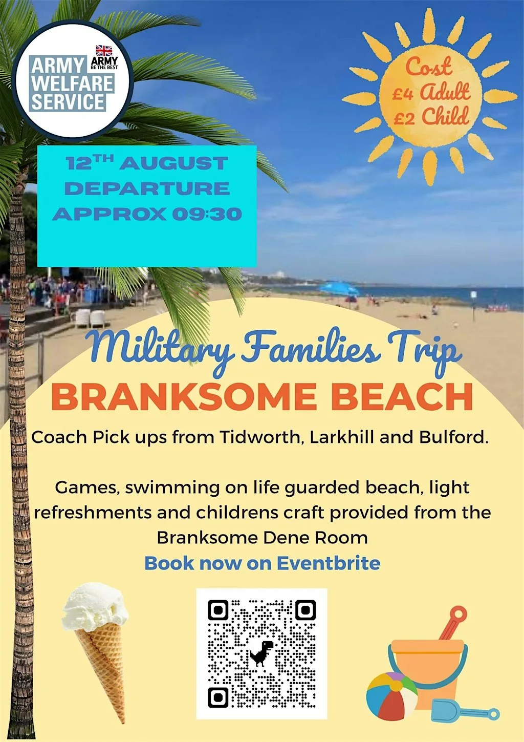 AWS Tidworth Military Families Coach Trip to Branksome Beach at Tidworth Garrison Theatre