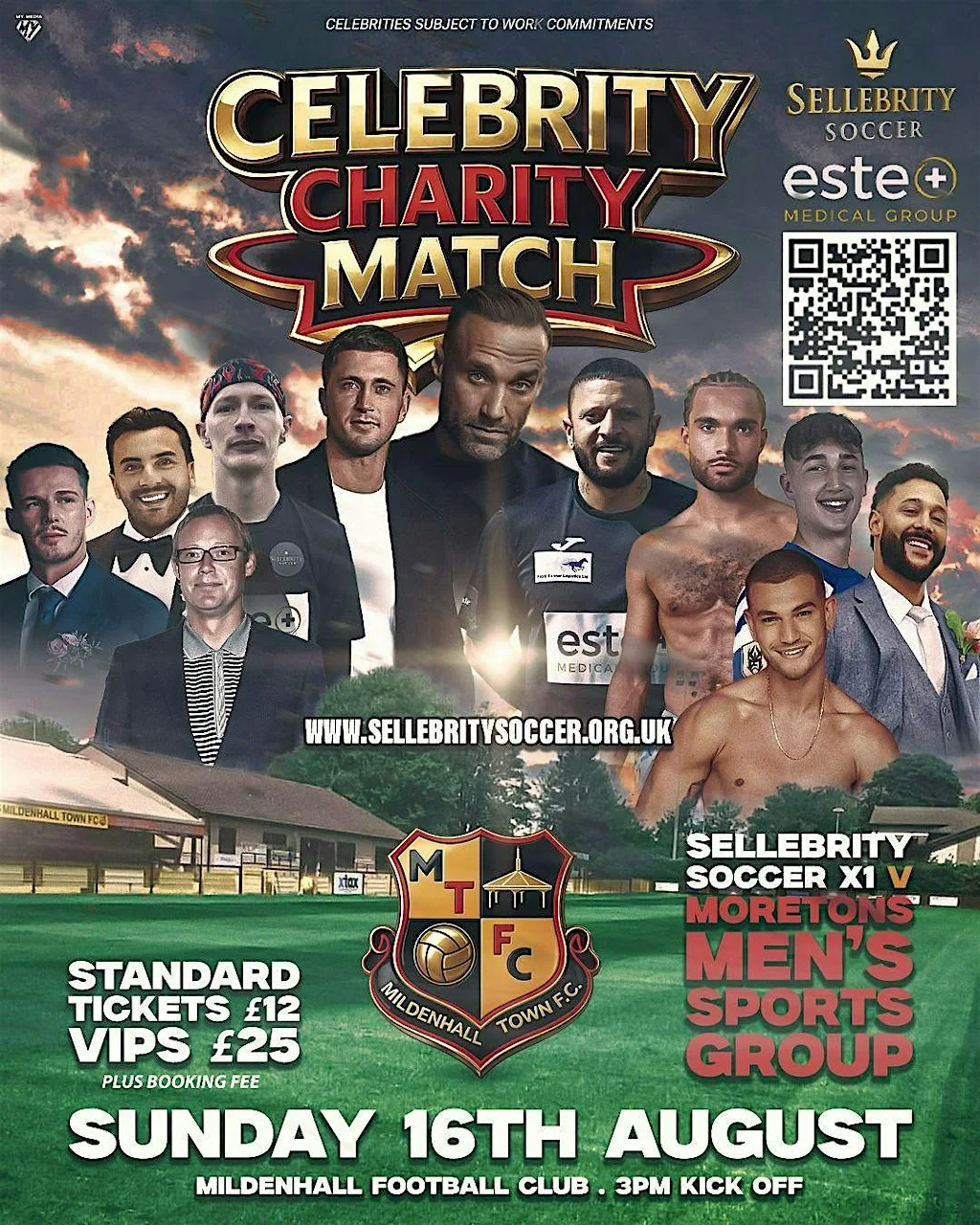 Celebrity charity football match at Mildenhall Town Football Club