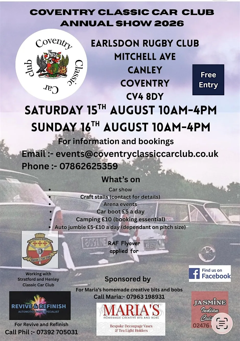 Coventry Classic Car Club annual show at Earlsdon Rugby Football Club