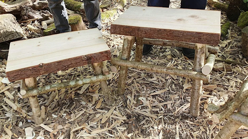 Hand Craft A Rustic Stick Frame Stool or Small Table at Applestore Cafe
