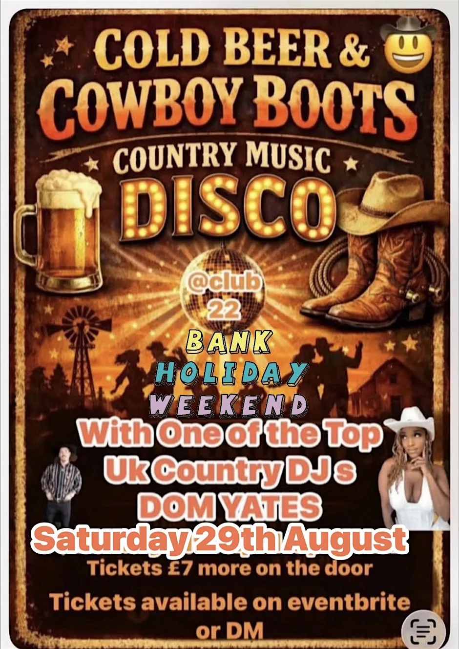 Cowboy Boots Country Music Disco With DJ Dom at Club 22 - The Old Conservative Club