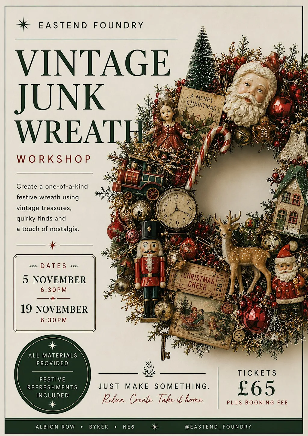 Junk Wreath Christmas Workshop at Albion Row