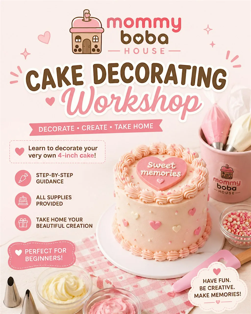 Cake & Boba Club - Cake Decorating Workshop at Mommy Boba House