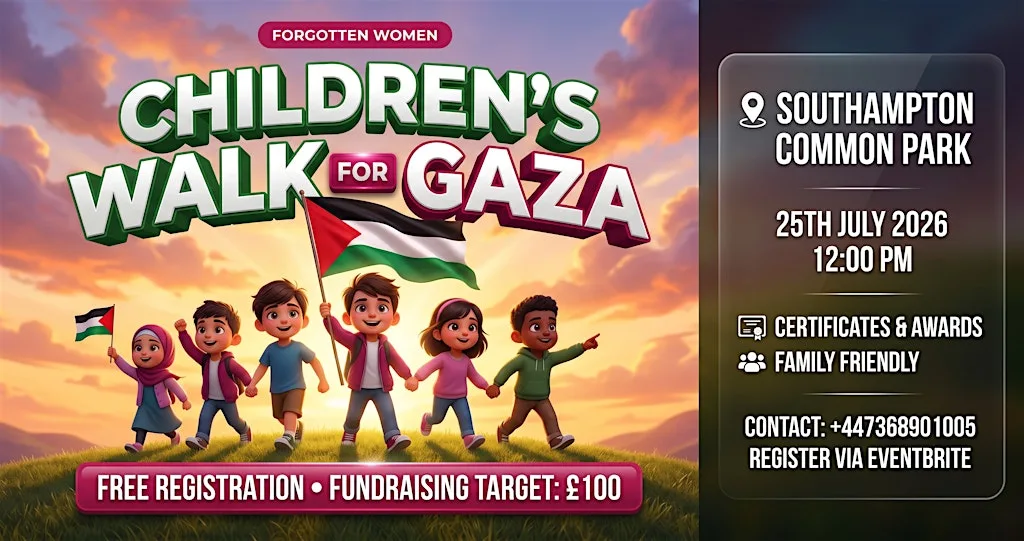 Children’s Walk for Gaza in Southampton Common Park at Southampton Common