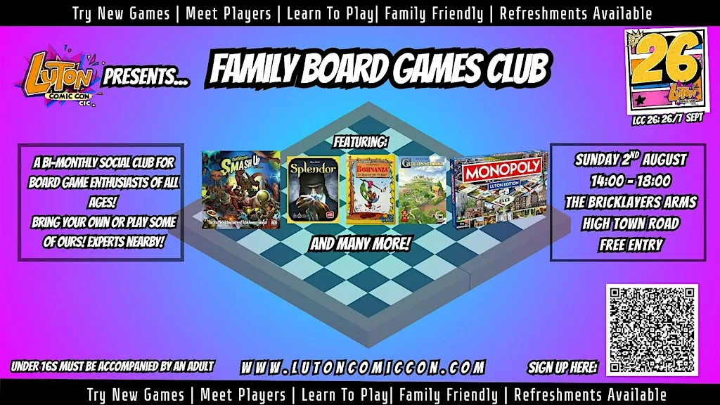 Luton Comic Con CIC Presents: Family Board Games Club at Bricklayers Arms