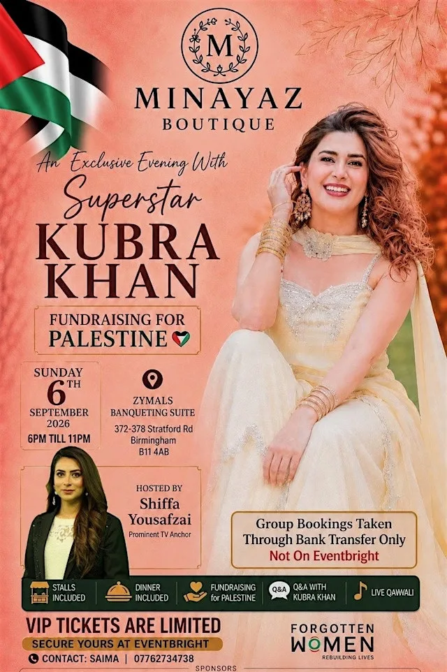 Kubra Khan Event to Fundraise for Palestine