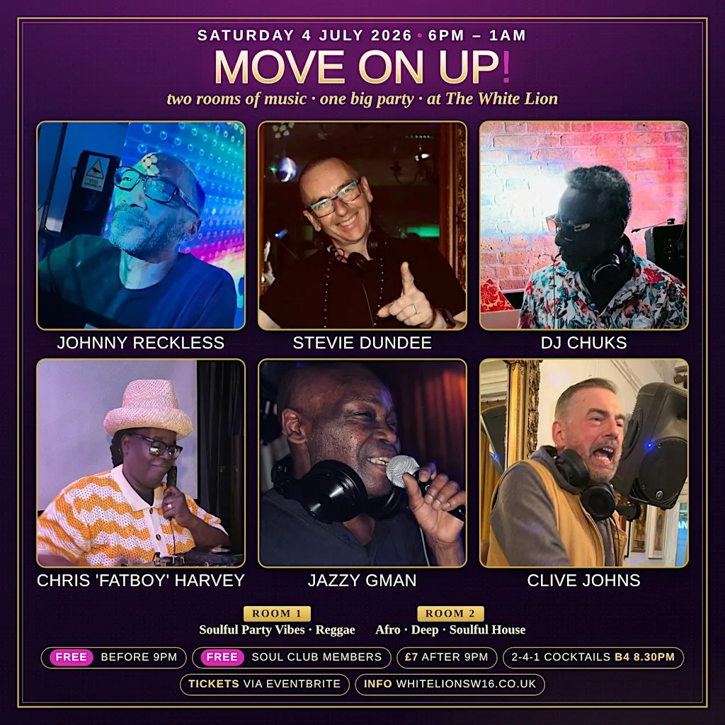 MOVE ON UP! The 1st Saturday of the month party returns with 6 DJ's.
