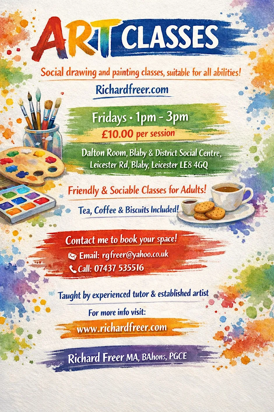 Social drawing and painting classes at Blaby & District Social Centre