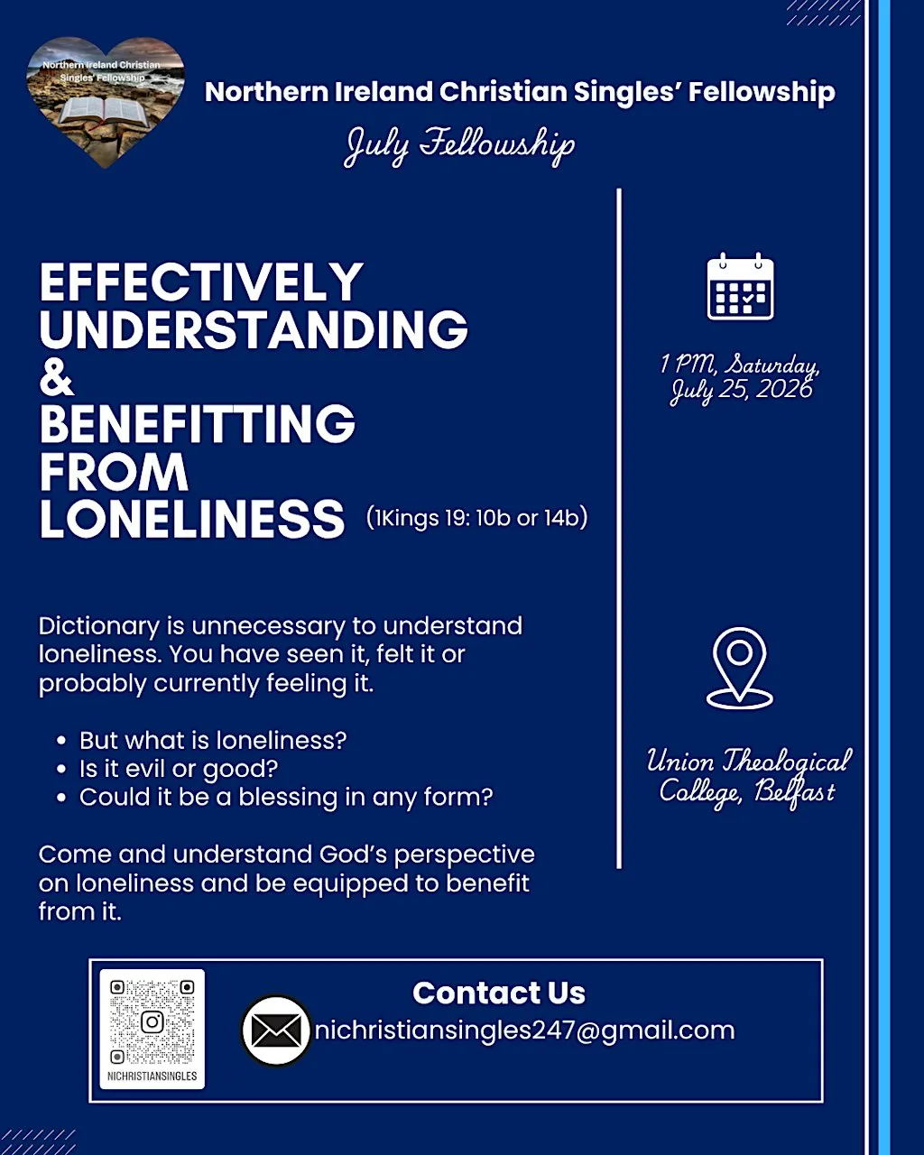 Northern Ireland Christian Singles' Fellowship - July 2026 at Union Theological College