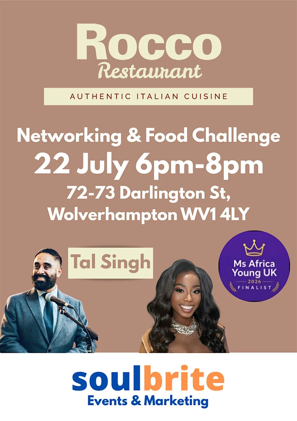 Networking & Food Challenge at Rocco Restaurant Wolverhampton at Rocco Italiano